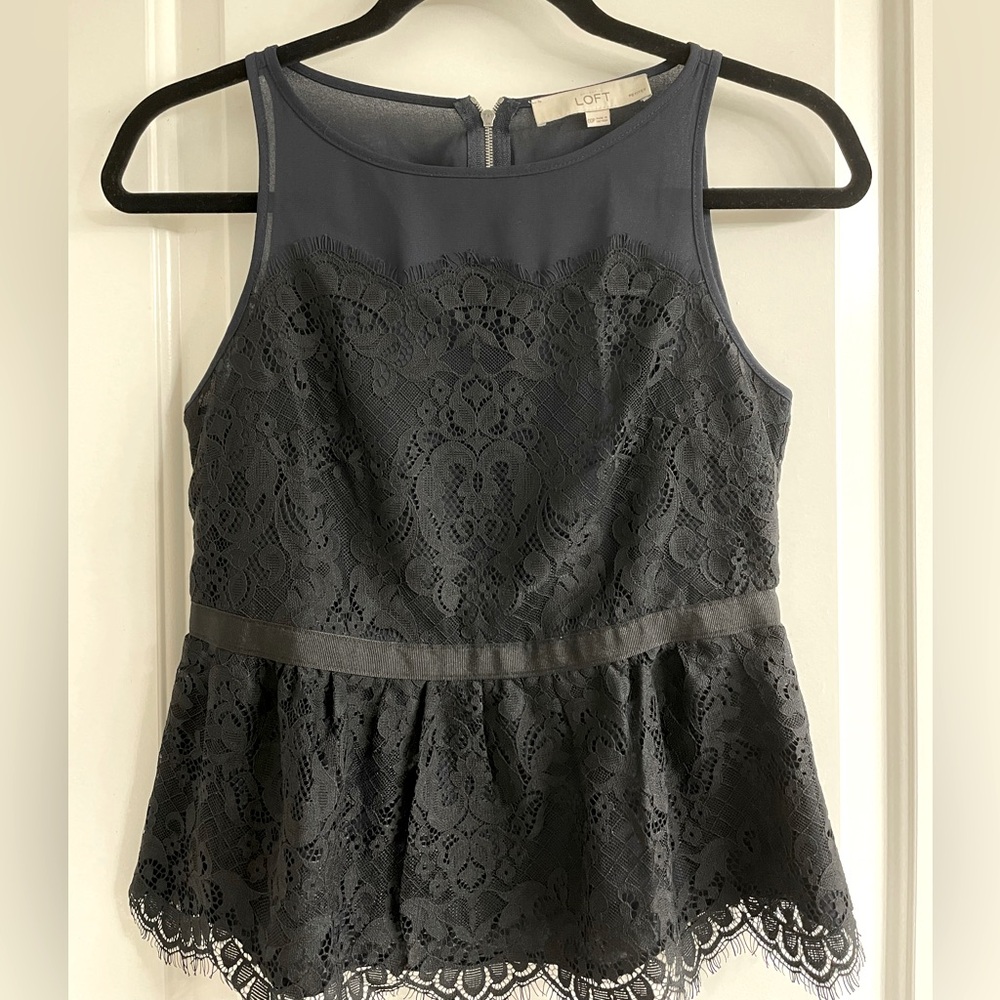 LOFT Women's Black Lace Top